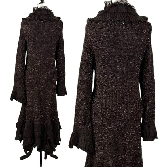 Pretty Angel Chocolate Ruffled Long Sleeve Dress - Picture 3 of 5